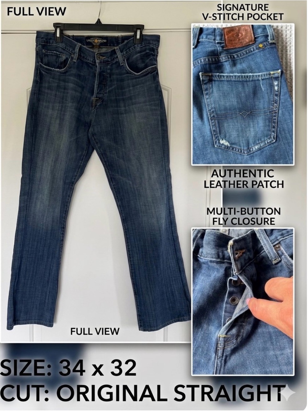 Lucky Brand Men’s Straight Jeans - Dark Blue Wash